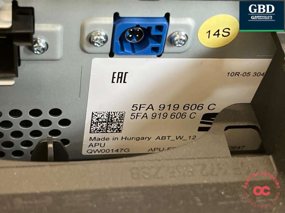 Multimedia display (MCU - Media Controller Unit) til Cupra Born 2022-->>  (|5FA 919 606 C)
