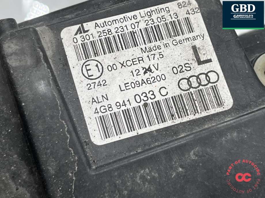 Frontlykt venstre full-LED til Audi A7 2010-2014 (Type I, Fase 1) (4G8 941 773 P|4G8 941 773|4G8 941 033 C)