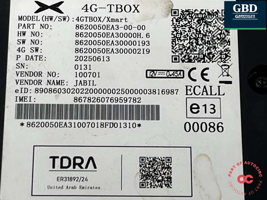 Styreenhet diverse til XPeng G9 2023-->> (8620050EA3-00-00|8620050EA3|)
