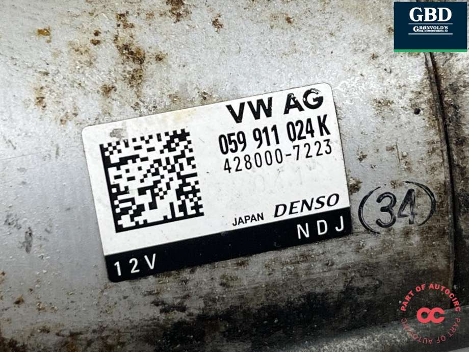 Starter diesel til Audi Q7 2010-2015 (Type I, Fase 2) (059 911 024 K|059 911 024 KX|)