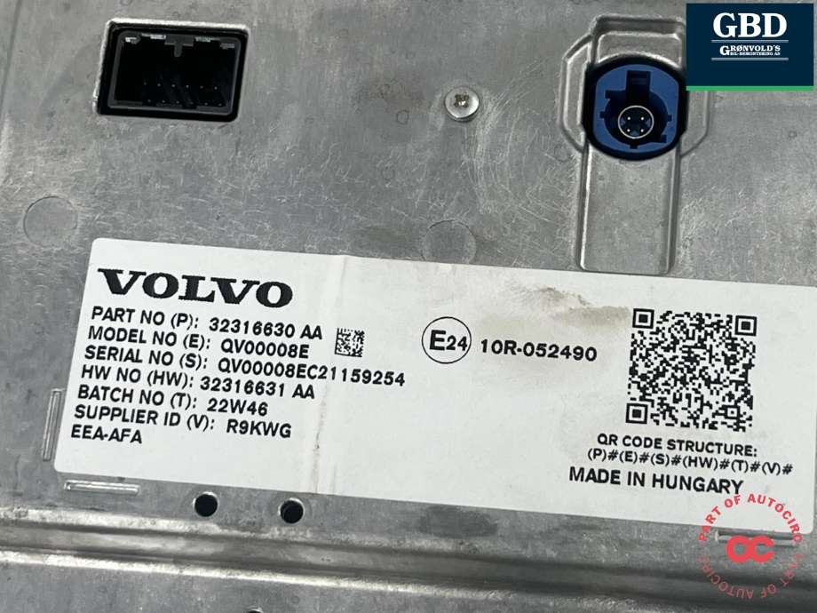 Multimedia display (MCU - Media Controller Unit) til Volvo XC40 2018-2024  (36010873|32316630 AA|)