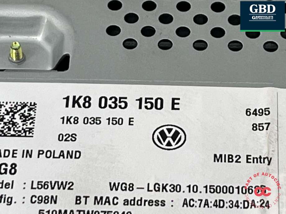 Bilstereo til VW Transporter / Caravelle 2015-2019 (T6) (T6) (1K8 035 150 E|)