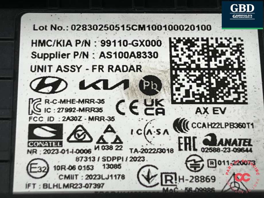 Sensor radar til Hyundai Inster 2025-->> (99110-GX000|)