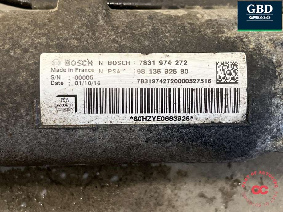 Tannstang til Peugeot Expert 2016-->> (Type III)  (16 636 670 80|98 136 926 80|)