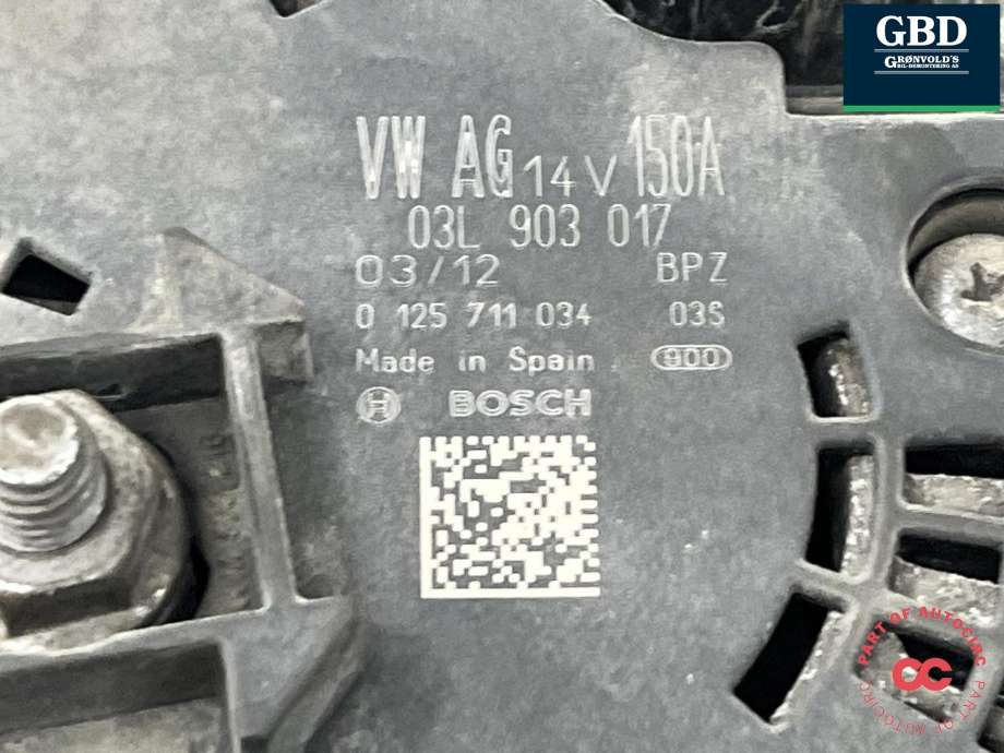 Dynamo diesel til Audi A4 2007-2014 (Type IV) (B8) (B8) (03L 903 017 F|03L 903 017 E|)