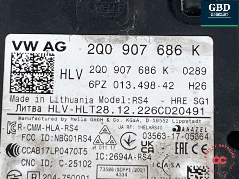 Sensor blindsone til VW ID.4 2020-->> (2Q0 907 686 K|)
