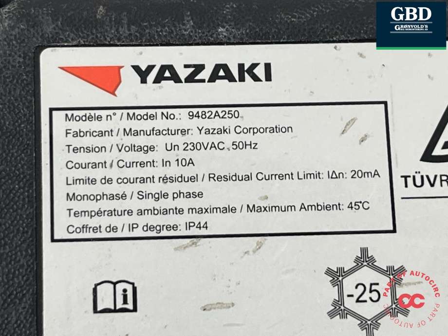 Batterilader kabel til Mitsubishi Outlander 2015-->> (Type III, Fase 2) (9482A250|)