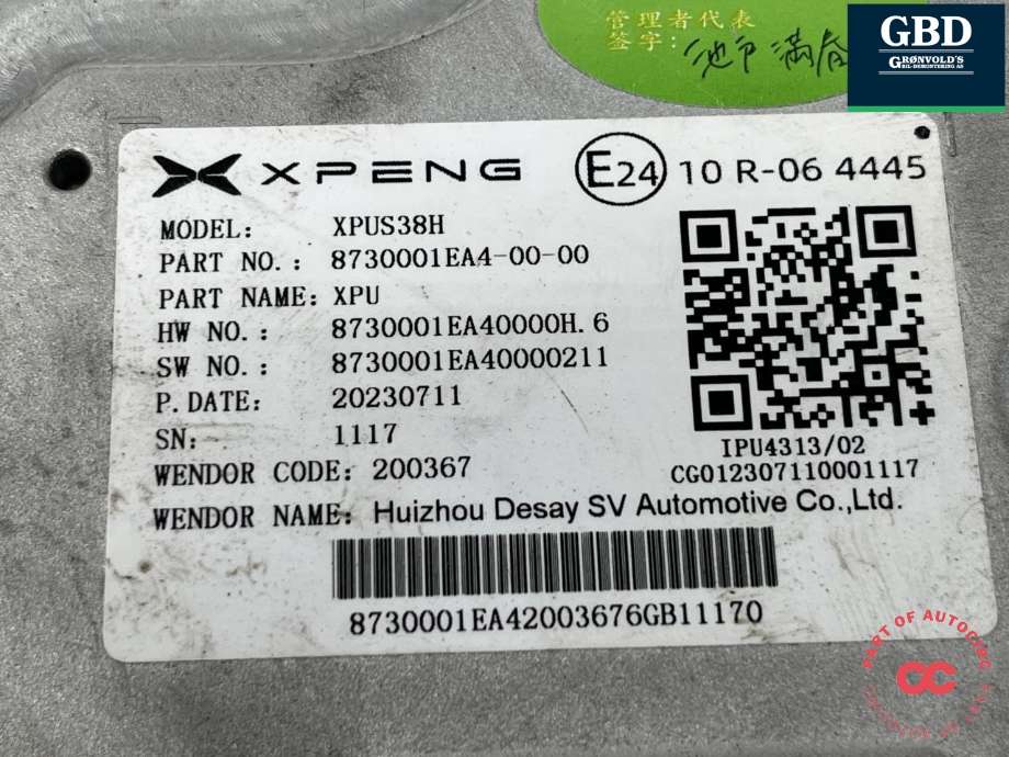 Styreenhet diverse til XPeng G9 2023-->>  (8730001EA4-00-00|8730001EA4|)