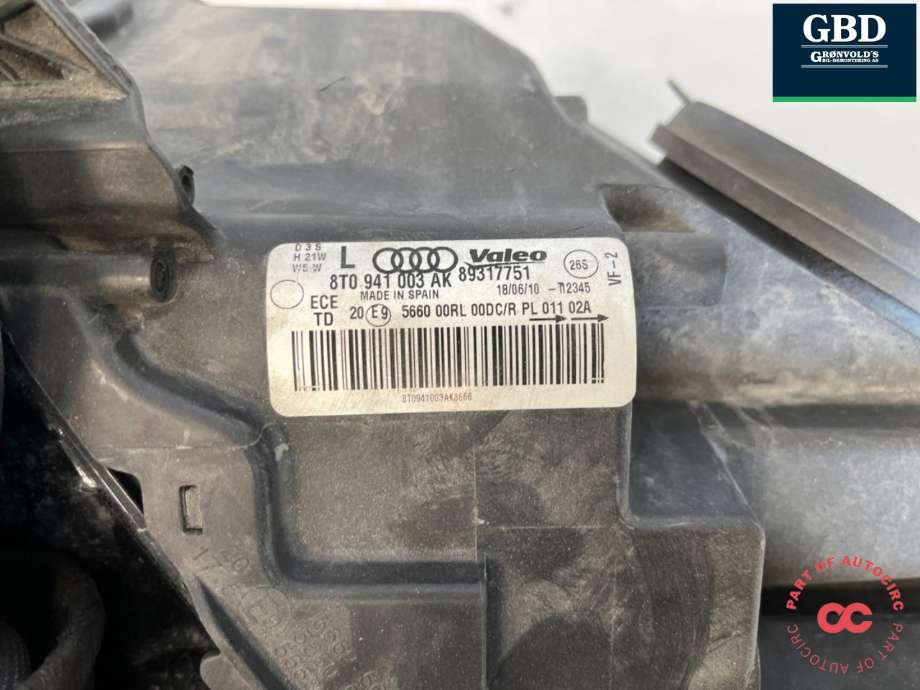 Frontlykt venstre xenon til Audi A5 2007-2016 (Type I)  (8T0 941 029 AK|)