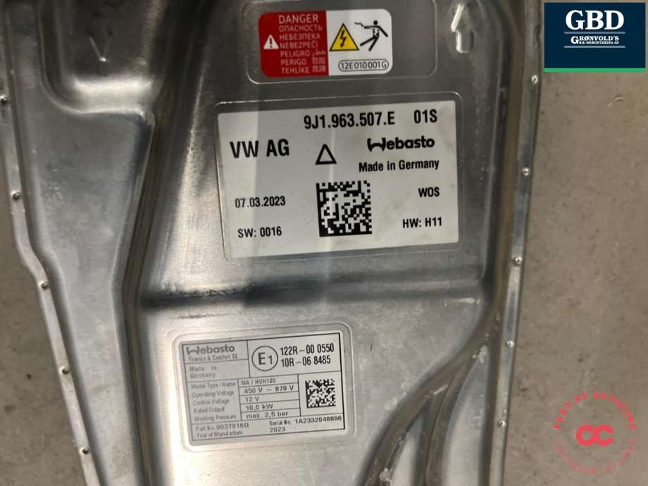 Varmeapparat PTC-heater til Porsche Taycan 2019-->>  (PAD 963 507 B|9J1 963 507 D|)