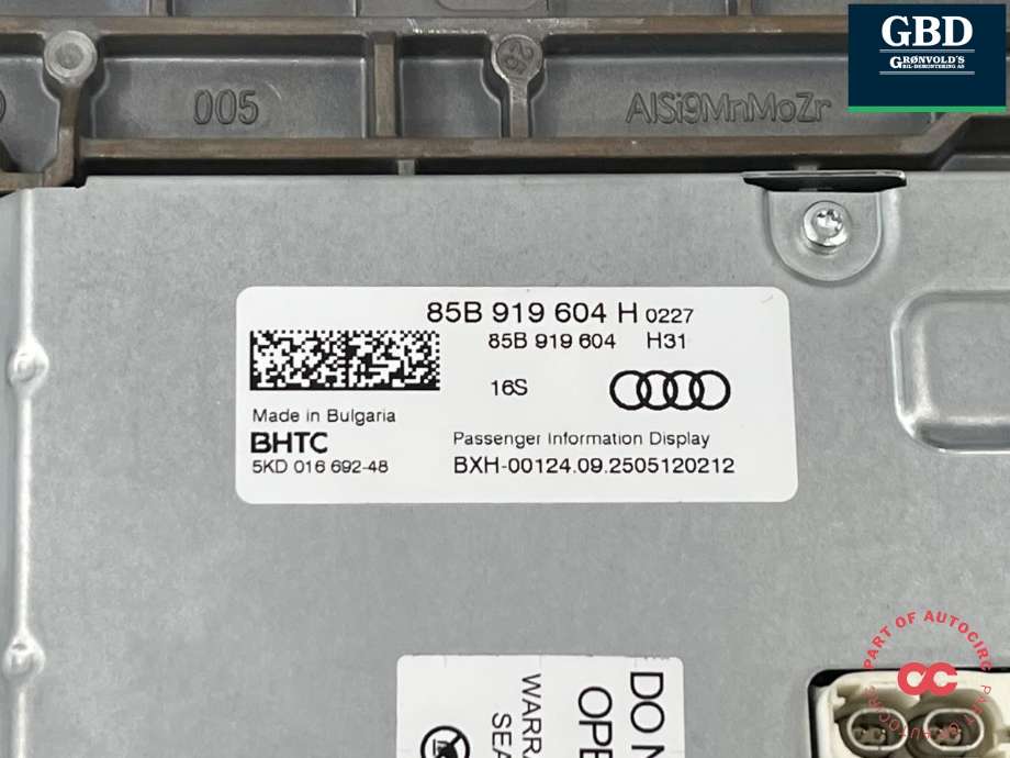 Bilstereo navigasjon skjerm til Audi Q6 e-tron 2024-->> (85B 919 604 H|)