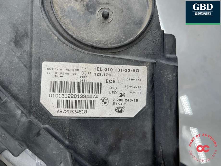Frontlykt høyre xenon til BMW 5-Serie 2010-2017 (F10/F11) (F10/F11) (63 11 7 271 912|)