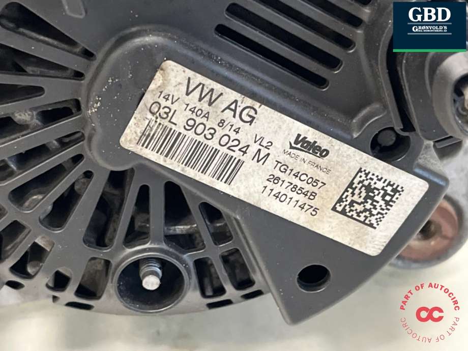Dynamo diesel til VW Caddy 2010-2015 (Type III, Fase 2)  (03L 903 023|03L 903 023  X|)