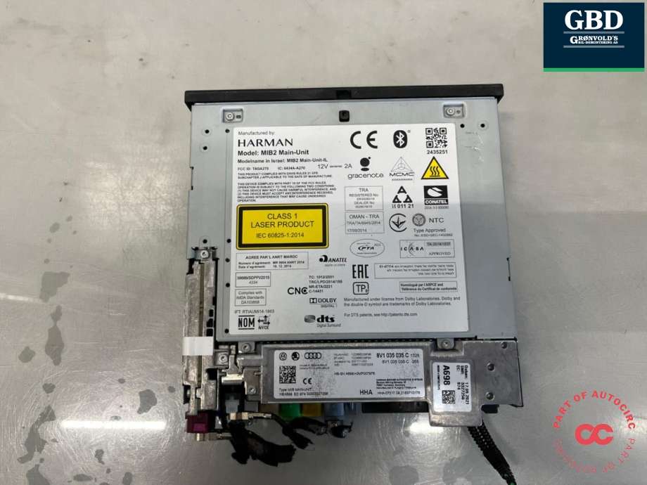 Bilstereo til Audi A3 2016-2020 (Type III, Fase 2)  (8V1035035C|)