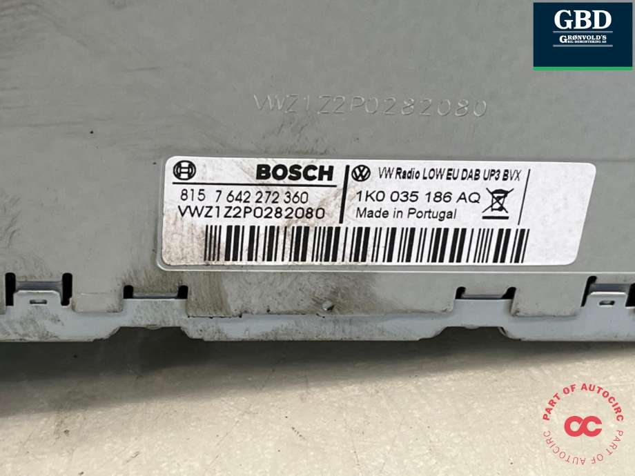 Bilstereo til VW Caddy 2010-2015 (Type III, Fase 2)  (1K0 057 186 B|1K0 035 186 AQ|)