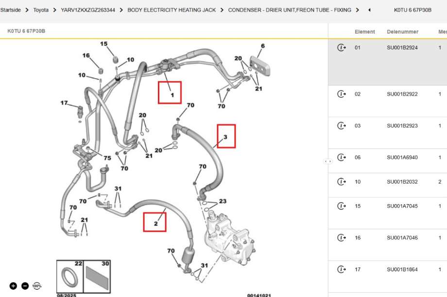 Aircondition rør til Toyota Proace, 2016-->> (Type II)  (SU001B2924)