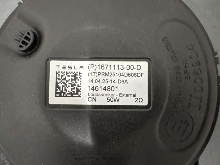 Høyttaler motorlyd, AVAS (Acoustic Vehicle Alerting System) til Tesla Model Y 2024-->> (Type II)  (1671113-00-D|)