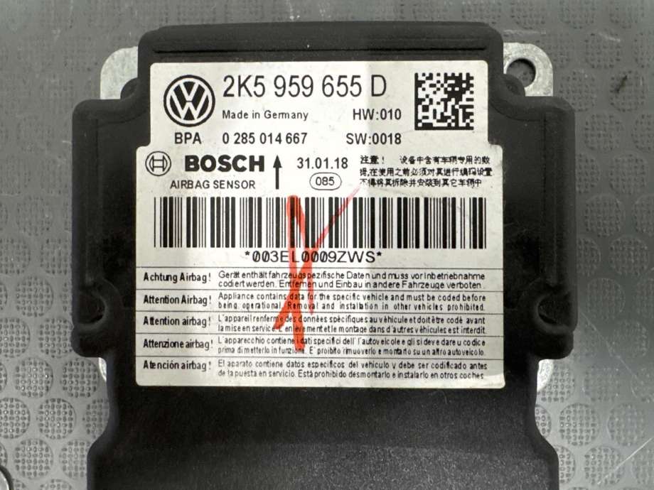 Airbag elektronikk til VW Caddy 2015-2020 (Type III, Fase 3) (2K5959655D|)