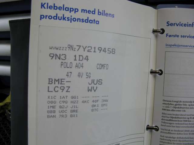 VW Polo 2005-2009 (Type IV, Fase 2) , Motorkode: , Girkassekode: 