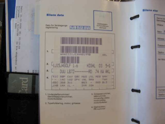 VW Golf IV 1998-2003 , Motorkode: AKL, Girkassekode: 
