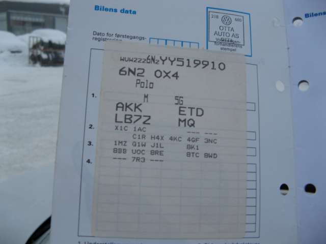 VW Polo 2000-2001 (Type III, Fase 2) , Motorkode: , Girkassekode: