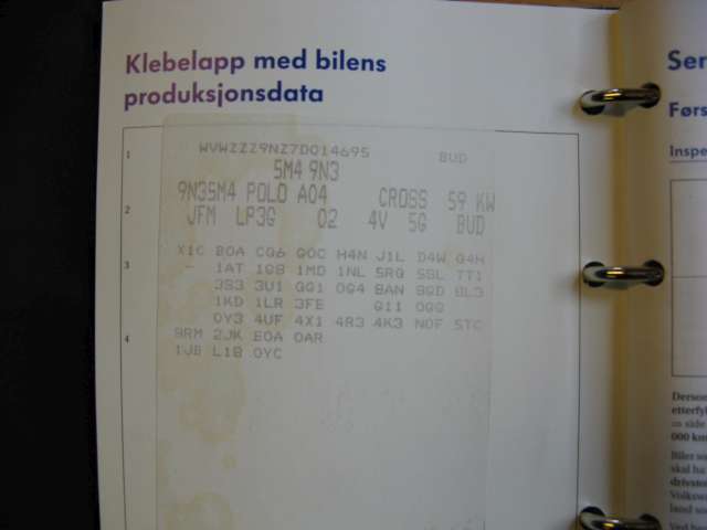 VW Polo 2005-2009 (Type IV, Fase 2) , Motorkode: BUD, Girkassekode: JFM