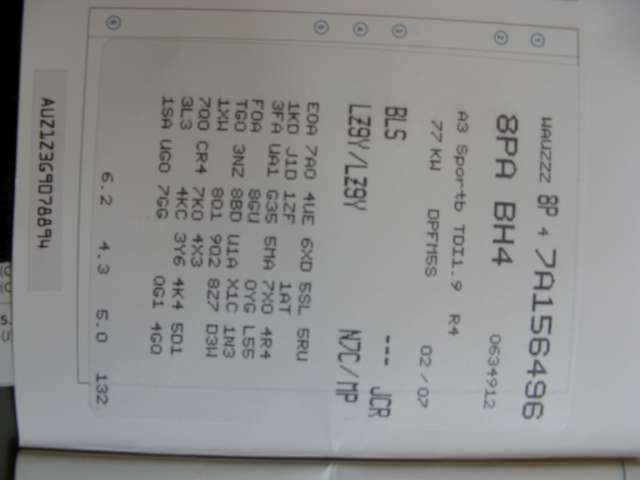 Audi A3 2003-2008 (Type II, Fase 1) , Motorkode: BLS, Girkassekode: JCR