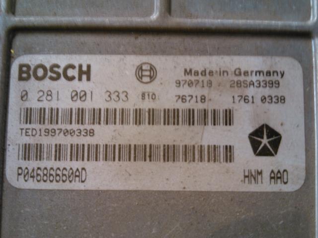 Styreenhet motor til Chrysler Voyager 1996-2001 (Type III)  (BOSCH|0 281 001 333|P04686660AD|TED199700338)