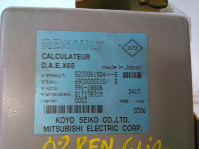 Styreenhet diverse til Renault Clio 2001-2006 (Type II, Fase 2) (KOYO SEIKO|KOYO 991-18606|8200061924 --B|Q1T17871M)