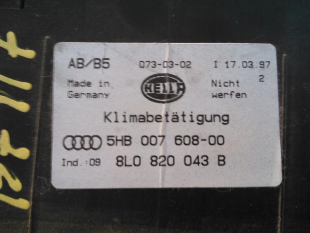 Varmeapparat betjening til Audi A3 1996-2003 (Type I)  (HELLA|5HB007608-00|8L0820043B|)