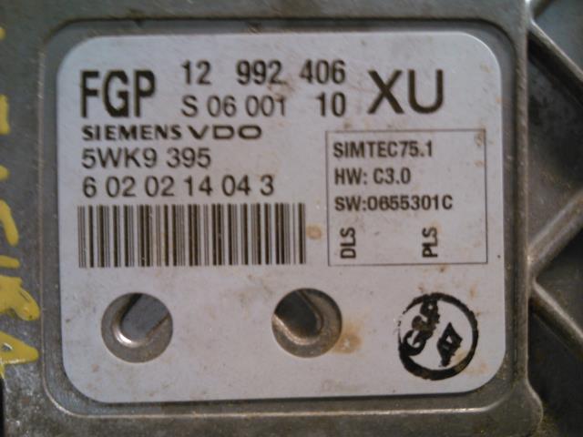 Styreenhet motor til Opel Zafira B 2005-2011  (SIMENS VDO|5W9 395|12 992 406|6 02 02 14 04 3)