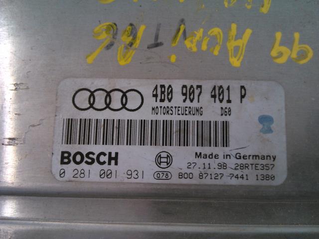 Styreenhet motor til Audi A6 1997-2001 (Type II, Fase 1) (C5) (C5) (BOSCH|0 281 001 931|4BO 907 401P|)