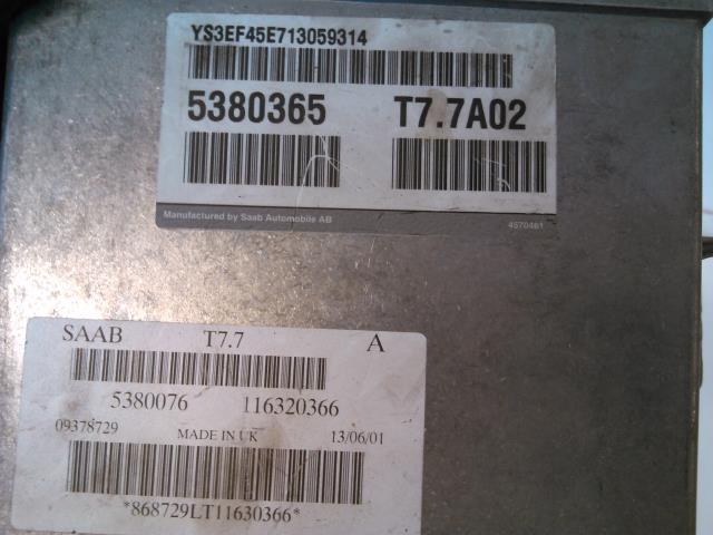Styreenhet motor til Saab 9-5 1997-2001 (Type I, Fase 1) (SAAB|YS3EF45E7130594|5380076|116320366)