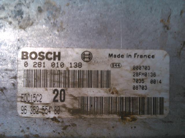 Styreenhet motor til Citroën Berlingo 1996-2002 (Type I, Fase 1)  (BOSCH|0 281 010 138|9636255480|)