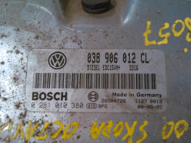 Styreenhet motor til Škoda Octavia 1997-2000 (Type I, Fase 1)  (BOSCH|0 281 010 380|038 906 012 CL|)