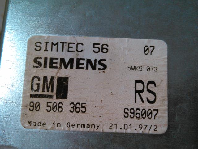 Styreenhet motor til Opel Vectra B 1996-2001  (SIEMENS|5WK9 073|90 506 365.|)