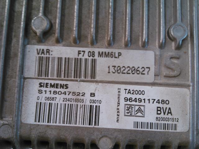 Styreenhet girkasse til Citroën C5 2001-2004 (Type I, Fase 1)  (SIEMENS|S118047522 B|9649117480|)