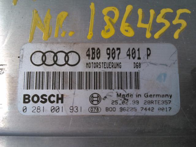 Styreenhet motor til Audi A6 1997-2001 (Type II, Fase 1) (C5) (C5) (BOSCH|0 281 001 931|4B0 907 401 P|)