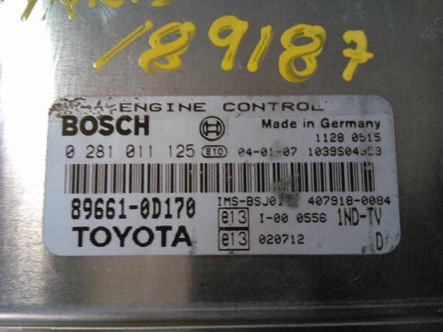 Styreenhet motor til Toyota Yaris 2003-2005 (Type I, Fase 2)  (BOSCH|0 281 011 125|59661-0D170|)