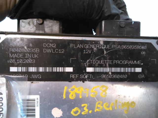 Styreenhet motor til Citroën Berlingo 2002-2008 (Type I, Fase 2)  (LUCAS|9650360480|)