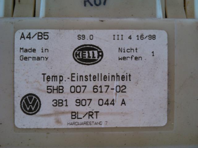 Varmeapparat betjening til VW Passat 1997-2000 (B5,3B) (B5,3B) (HELLA|5HB 007 617-2|3B1 907 044 A|)