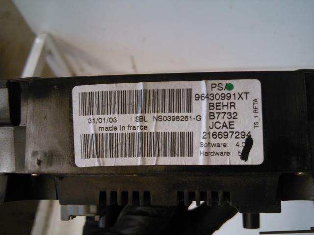 Varmeapparat betjening til Peugeot 307 2001-2004 (Fase 1)  (BEHR|96430991XT|)