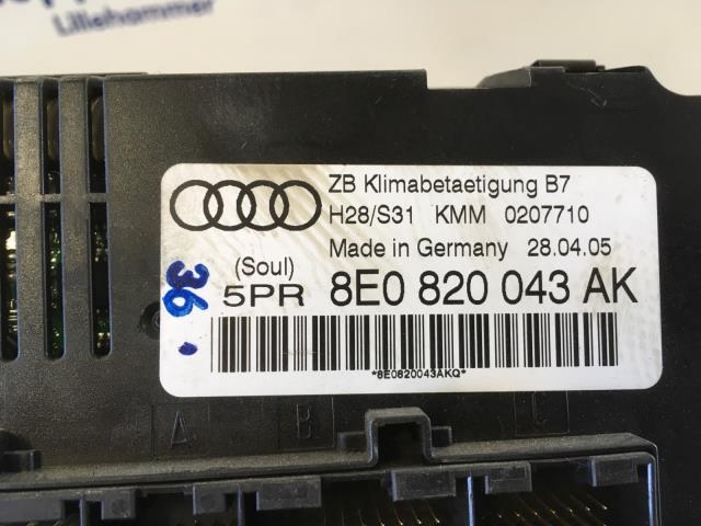 Varmeapparat betjening til Audi A4 2004-2008 (Type III) (B7) (B7) (VDO|8E0 820 043|)
