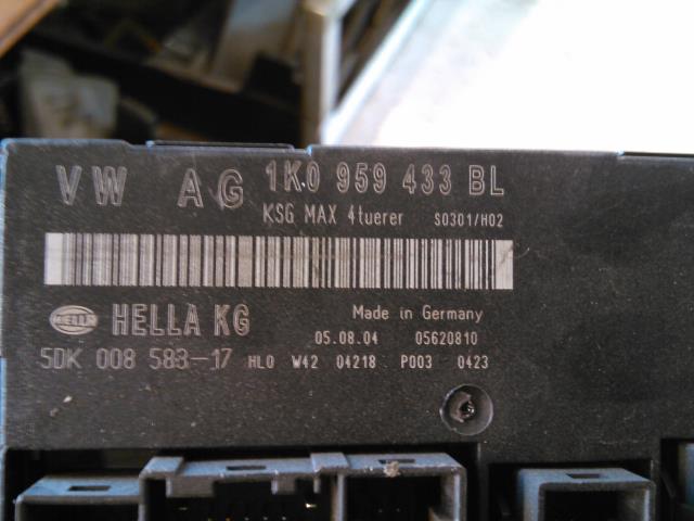 Styreenhet comfort (BCM) til VW Touran 2003-2006 (Type I, Fase 1)  (HELLA|1K0959433BL|5DK008583-17|)