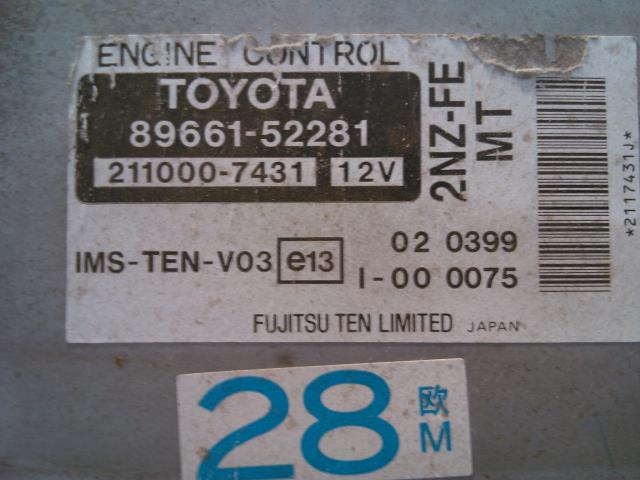 Styreenhet motor til Toyota Yaris Verso 1999-2007  (89661-52281|)