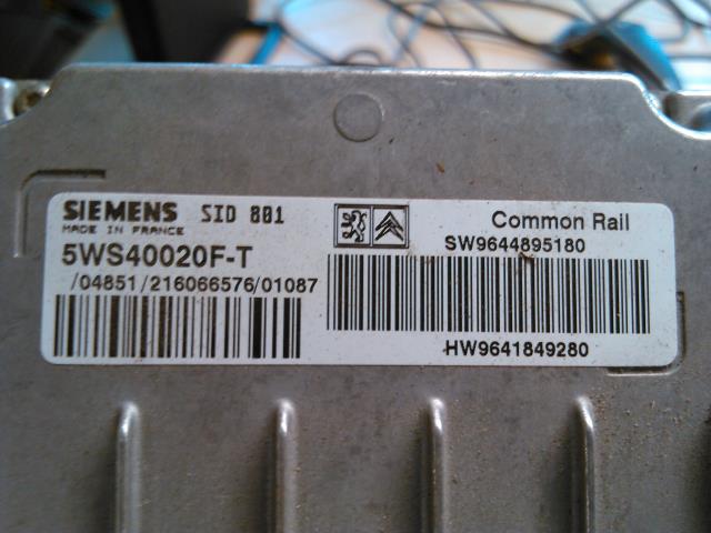 Styreenhet motor til Peugeot 307 2001-2004 (Fase 1)  (SIEMENS|5WS40020F-T|SW9644895180|)