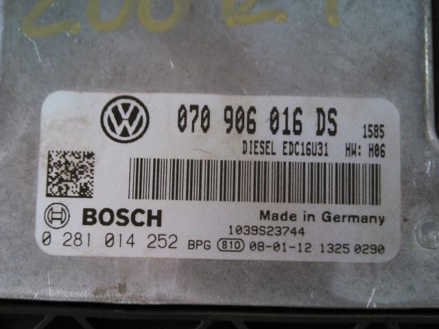 Styreenhet motor til VW Transporter / Caravelle 2003-2009 (Fase 1) (T5) (T5) (BOSCH|070 906 016 DS|0 281 014 252|)
