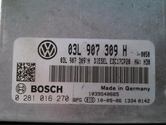 Styreenhet motor til VW Transporter / Caravelle 2009-2015 (Fase 2) (T5) (T5) (BOSCH|03L 907 309 H|0 281 016 270|)