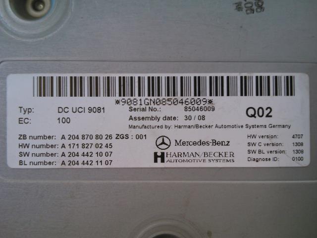 Styreenhet diverse til Mercedes B-Klasse 2008-2011 (Fase 2) (W245) (W245) (A 204 870 80 26|A 204 442 11 07|A 171 827 02 45)
