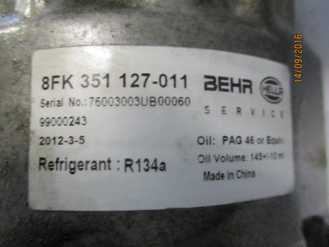 Aircondition kompressor til Škoda Octavia 2000-2004 (Type I, Fase 2)  (BEHR/HELLA|8FK 351 127-011|)
